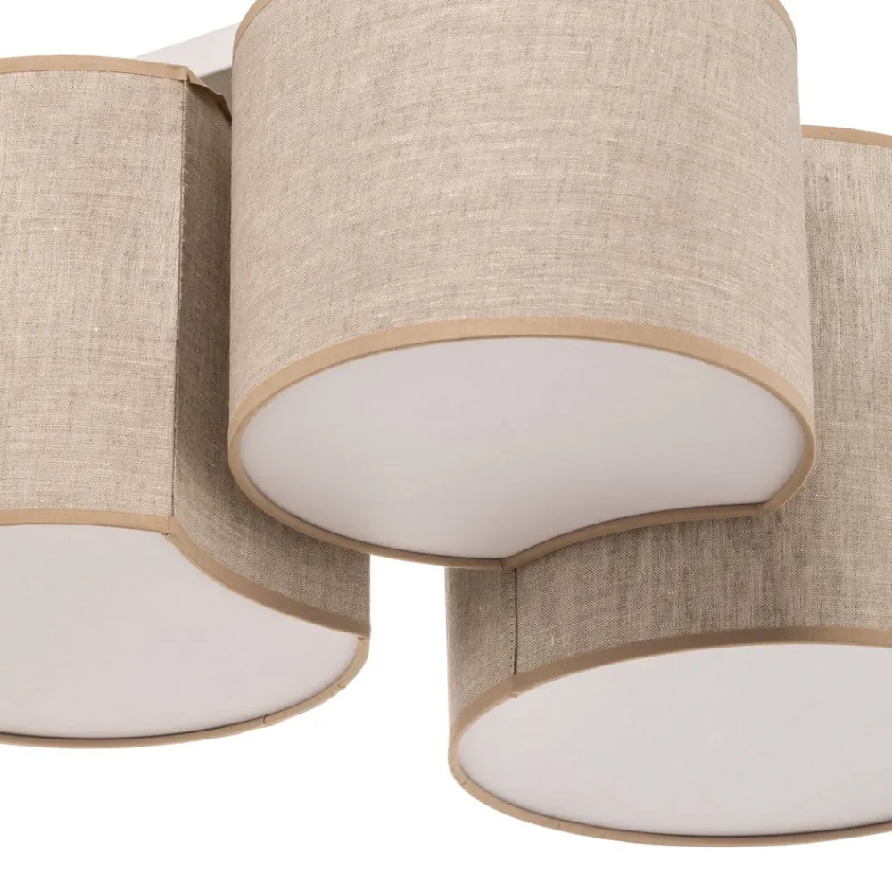 TK Lighting Loftlamper > Loftlampe Mona Nature, 3 lyskilder, naturfarvet linned