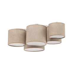 Loftlamper ^ TK Lighting Loftlampe Mona Nature, 5 lyskilder, naturfarvet linned