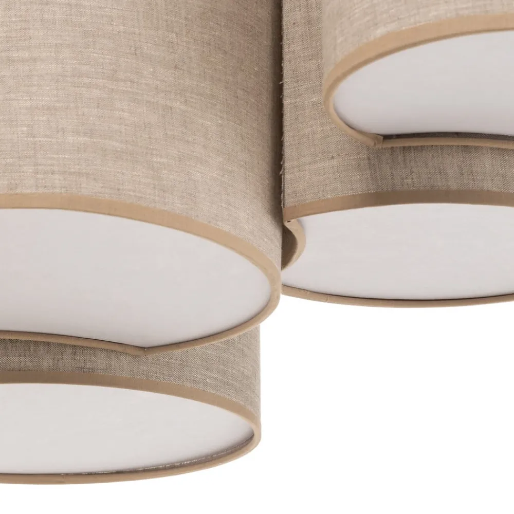 Loftlamper ^ TK Lighting Loftlampe Mona Nature, 5 lyskilder, naturfarvet linned