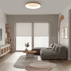 Arbejdsrum/Kontor|Gang ^ Mantra Iluminación Loftlampe Niseko II CCT fjernbetjening Ø50cm træfarvet