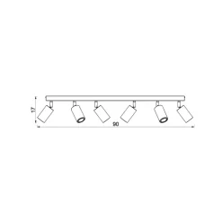 Luminex Gang|Loftlamper > Loftlampe Nise, 6 lyskilder, aflang, sort stål, træ