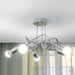 HELAM Loftlamper|Loftlamper > Loftlampe Oxford, krom, 5 lyskilder, Ø 47 cm, metal