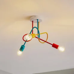 HELAM Loftlamper|Loftlamper > Loftlampe Oxford med 3 lyskilder orange/rød/turkis