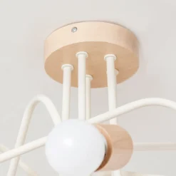 HELAM Loftlamper|Loftlamper > Loftlampe Oxford, sandbeige, træ, metal, 5 lyskilder, Ø 47 cm