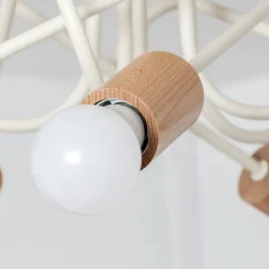 HELAM Loftlamper|Loftlamper > Loftlampe Oxford, sandbeige, træ, metal, 5 lyskilder, Ø 47 cm