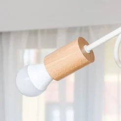 Loftlamper|Loftlamper ^ HELAM Loftlampe Oxford, sandbeige, træ, metal, 3 lyskilder, Ø 44 cm