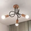 Loftlamper|Loftlamper ^ HELAM Loftlampe Oxford, sort, træ, metal, 3 lyskilder, Ø 44 cm