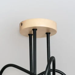 Loftlamper|Loftlamper ^ HELAM Loftlampe Oxford, sort, træ, metal, 3 lyskilder, Ø 44 cm