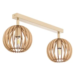 Argon Loftlamper > Loftlampe Paz hvid trælameller-kugler, 2 lyskilder.