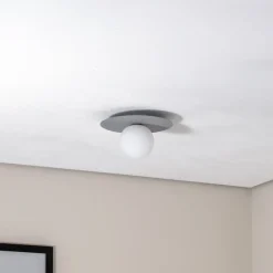 TK Lighting Loftlamper > Loftlampe Pixie, grå, glas, Ø 25 cm, kugle, G9