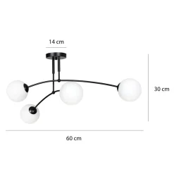 EMIBIG LIGHTING Loftlamper > Loftlampe Pregos 4 i sort, 4 lyskilder