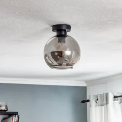 Eko-Light Loftlamper > Loftlampe Sofia med røggrå glasskærm