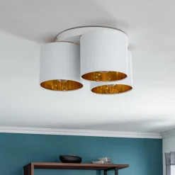 Luminex Loftlamper > Loftlampe Soho, cylindrisk, 3 lyskilder, hvid/guld