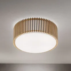 ORION Loftlamper > Loftlampe Tarta, Ø 50 cm, træ, tekstildiffusor, 4 x E27