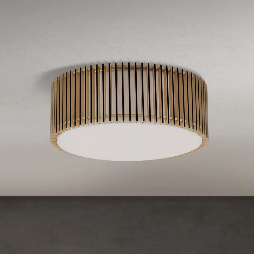 ORION Loftlamper > Loftlampe Tarta, Ø 50 cm, træ, tekstildiffusor, 4 x E27