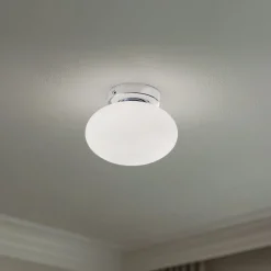 Domiluce Gang|Loftlamper > Loftlampe Ufo, krom/hvid, Ø 18 cm, glas, G9
