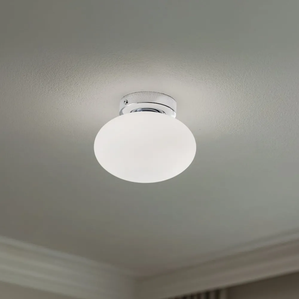 Domiluce Gang|Loftlamper > Loftlampe Ufo, krom/hvid, Ø 18 cm, glas, G9