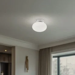 Domiluce Gang|Loftlamper > Loftlampe Ufo, krom/hvid, Ø 18 cm, glas, G9
