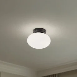 Domiluce Loftlamper > Loftlampe Ufo, sort/hvid, Ø 18 cm, glas, G9
