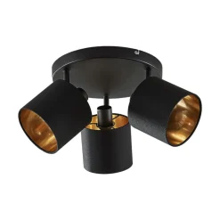 Lindby Spotlights > Loftlampe Vasilia i sort og guld, 3 lyskilder.