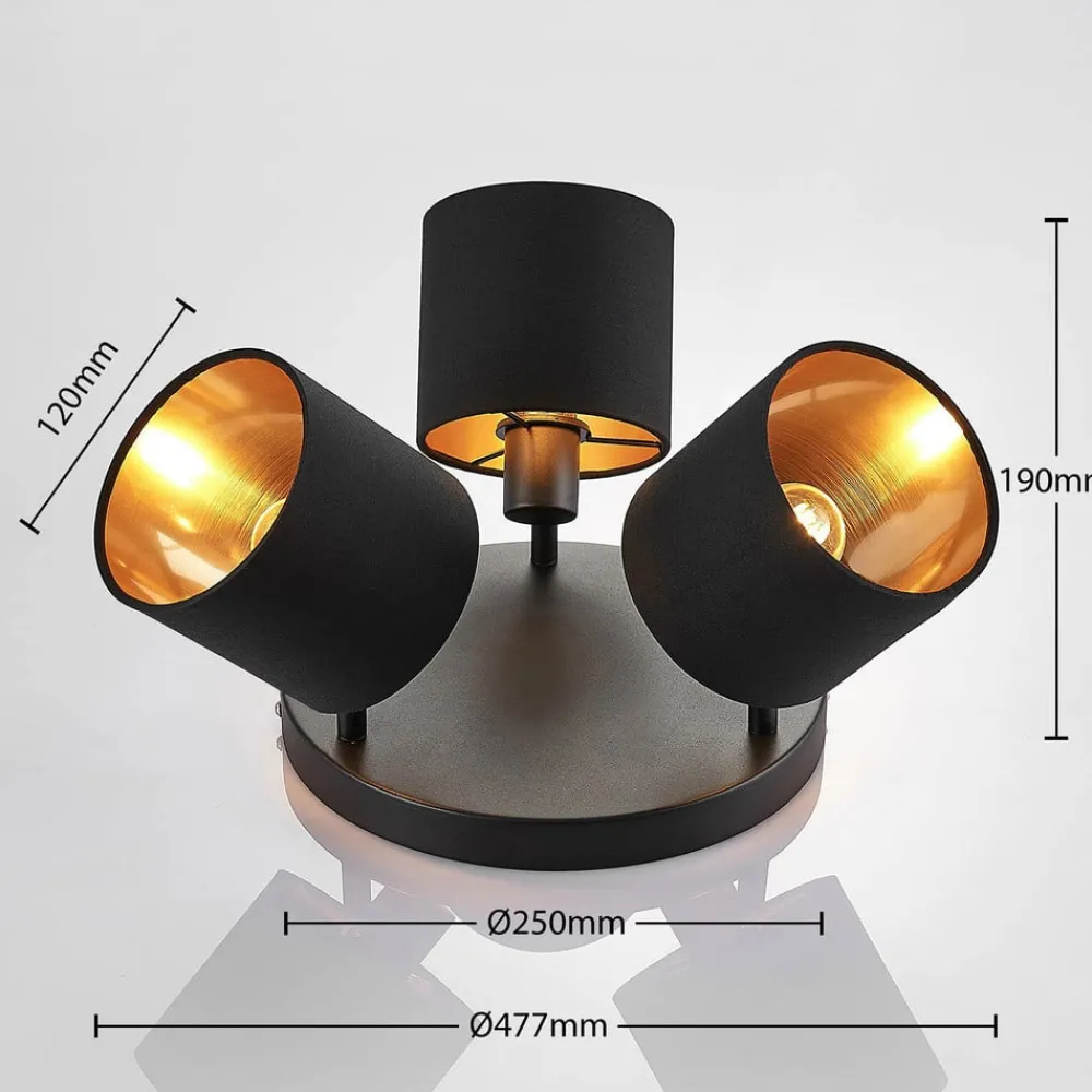 Lindby Spotlights > Loftlampe Vasilia i sort og guld, 3 lyskilder.