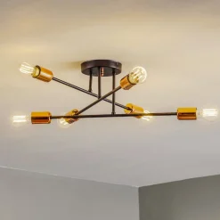 Loftlamper ^ EMIBIG LIGHTING Loftlampe Veken 6B i sort og kobber