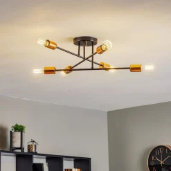 Loftlamper ^ EMIBIG LIGHTING Loftlampe Veken 6B i sort og kobber