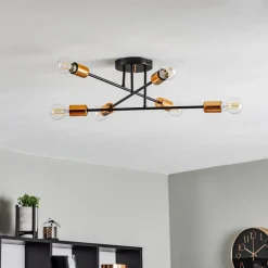 Loftlamper ^ EMIBIG LIGHTING Loftlampe Veken 6B i sort og kobber