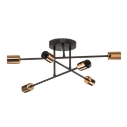 Loftlamper ^ EMIBIG LIGHTING Loftlampe Veken 6B i sort og kobber