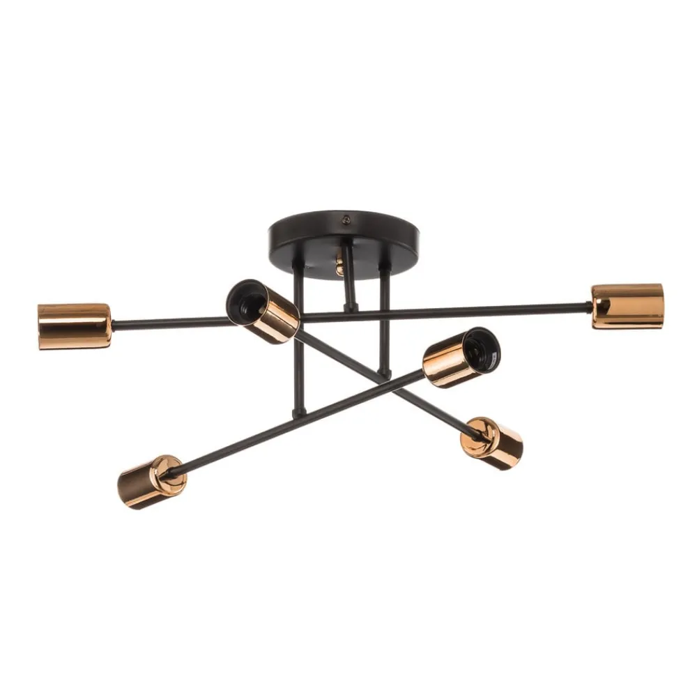 Loftlamper ^ EMIBIG LIGHTING Loftlampe Veken 6B i sort og kobber
