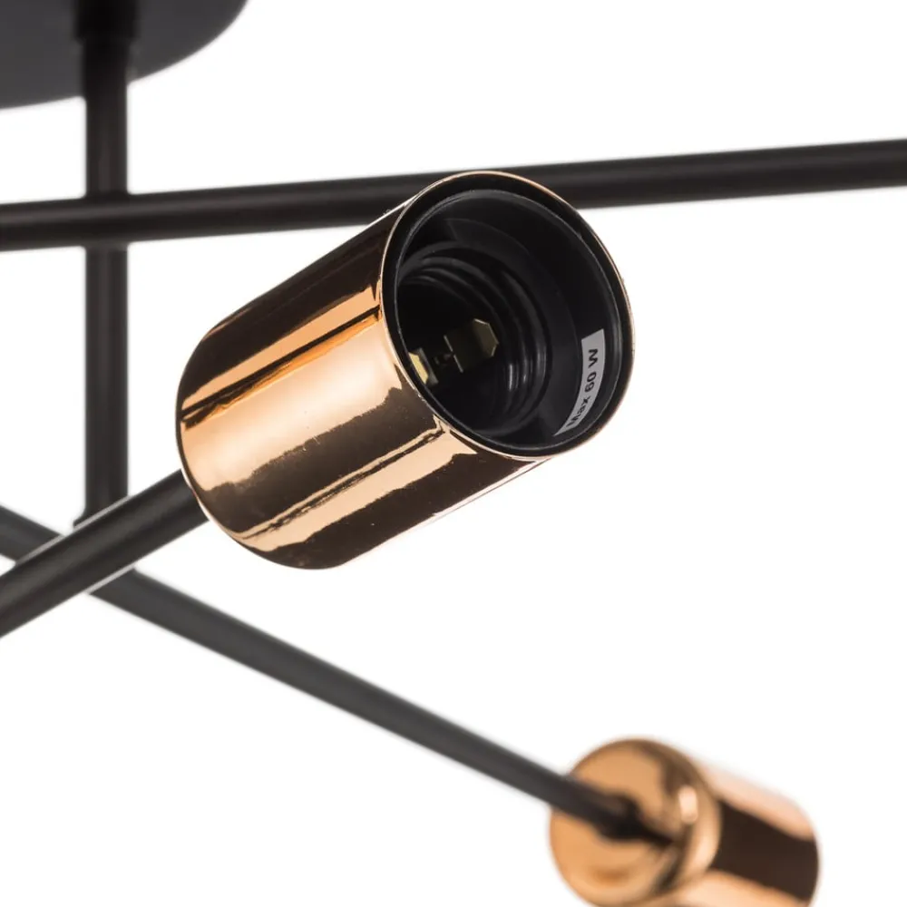 Loftlamper ^ EMIBIG LIGHTING Loftlampe Veken 6B i sort og kobber