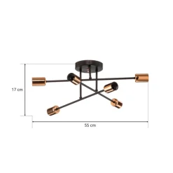 Loftlamper ^ EMIBIG LIGHTING Loftlampe Veken 6B i sort og kobber