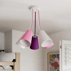 Loftlamper ^ TK Lighting Loftlampe Wire Kids 5 lyskilder, hvid/pink/violet