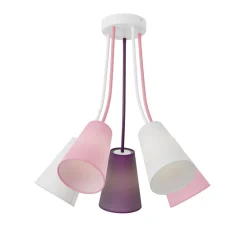 Loftlamper ^ TK Lighting Loftlampe Wire Kids 5 lyskilder, hvid/pink/violet