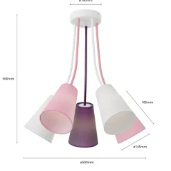 Loftlamper ^ TK Lighting Loftlampe Wire Kids 5 lyskilder, hvid/pink/violet