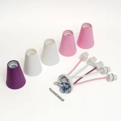 Loftlamper ^ TK Lighting Loftlampe Wire Kids 5 lyskilder, hvid/pink/violet