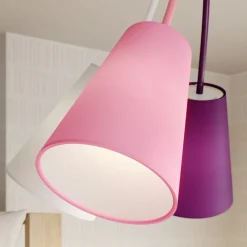 Loftlamper ^ TK Lighting Loftlampe Wire Kids 5 lyskilder, hvid/pink/violet