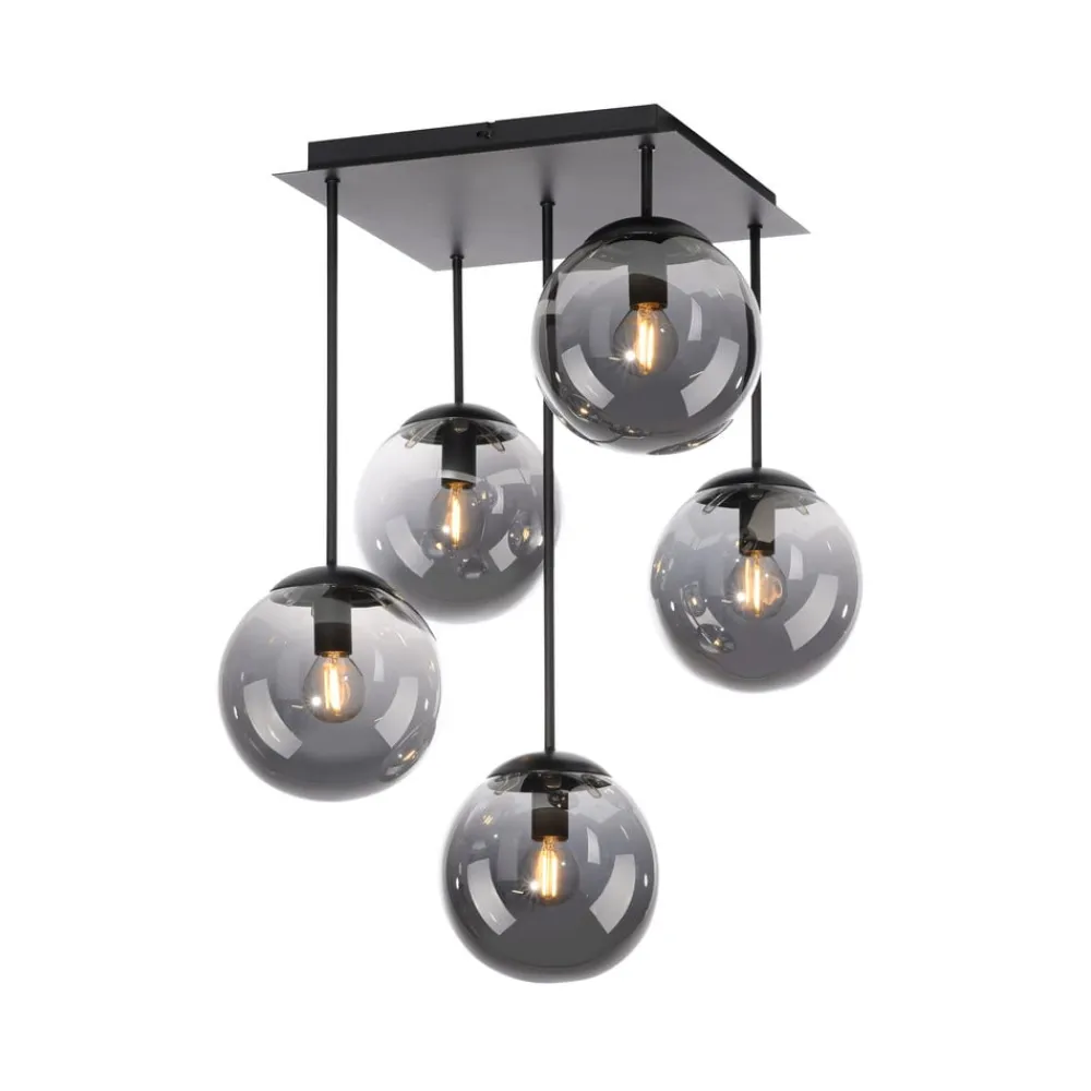 JUST LIGHT. GmbH Loftlamper|Loftlamper > Loftslampe Big Widow, glaskugler, fem flammer