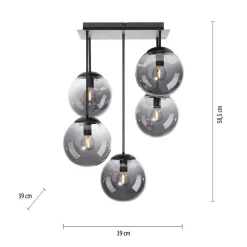 JUST LIGHT. GmbH Loftlamper|Loftlamper > Loftslampe Big Widow, glaskugler, fem flammer