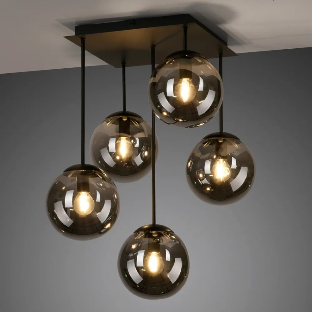 JUST LIGHT. GmbH Loftlamper|Loftlamper > Loftslampe Big Widow, glaskugler, fem flammer