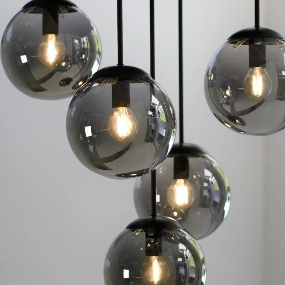 JUST LIGHT. GmbH Loftlamper|Loftlamper > Loftslampe Big Widow, glaskugler, fem flammer