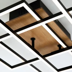 Arbejdsrum/Kontor|Loftlamper ^ Briloner Loftslampe Frame CCT, fjernbetjening, sort/træ