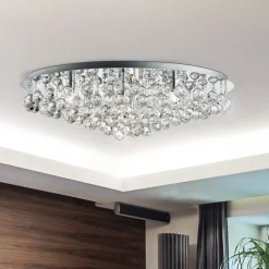 Searchlight Loftlamper > Loftslampe Hanna krom glas krystal kugler 80 cm