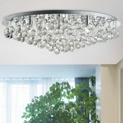 Searchlight Loftlamper > Loftslampe Hanna krom glas krystal kugler 80 cm