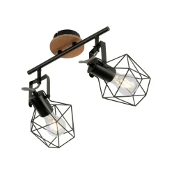 JUST LIGHT. GmbH Loftlamper > Loftslampe Jaro justerbar sort/træ 2-lys
