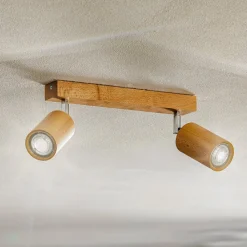 Loftlamper|Spotlights ^ SOLLUX LIGHTING Loftspot Cre i træ, 2 lyskilder