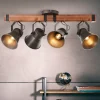 Brilliant Gang|Loftlamper > Loftspot Decca, længde 78 cm, sort/træ, 4-lys.