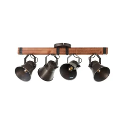 Brilliant Gang|Loftlamper > Loftspot Decca, længde 78 cm, sort/træ, 4-lys.
