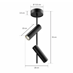 Loftlamper|Loftlamper ^ SIGMA Loftspot Leda 2, 2 lyskilder, sort