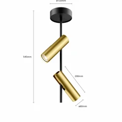 SIGMA Spotlights > Loftspot Leda 2, 2 lyskilder, sort-guld